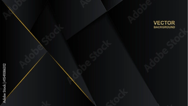 Fototapeta Abstract .Modern background. Black and gold polygon glow light background. vector.