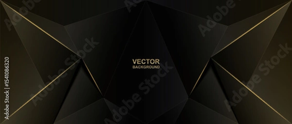 Fototapeta Abstract .Modern background. Black and gold polygon glow light background. vector.