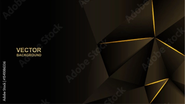 Fototapeta Abstract .Modern background. Black and gold polygon glow light background. vector.