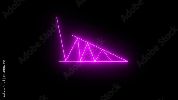 Fototapeta Abstract purple neon light geometric shape on black background illustration ideal for modern designs and visual concepts