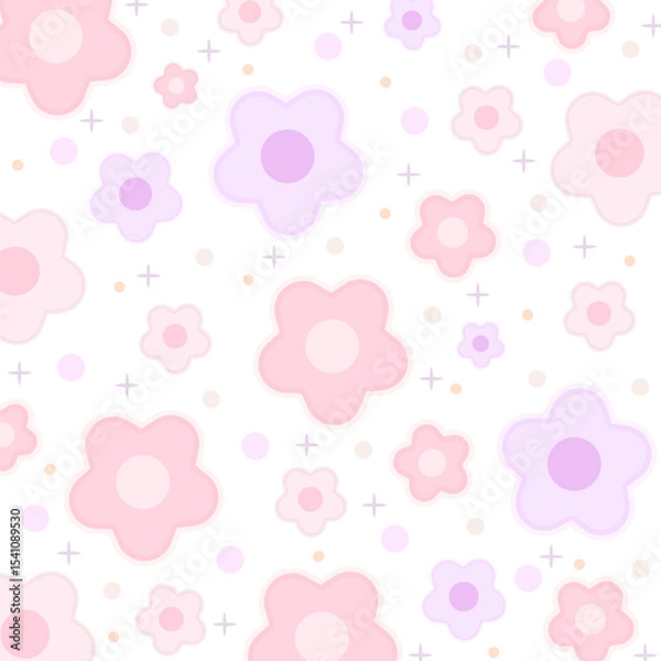 Fototapeta Flower vector illustration. Beautiful cute colorful floral pattern.