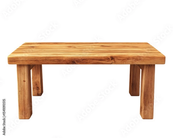 Obraz Simple Rustic Wooden Table with Thick Legs, Highlighting Natural Wood Grain and Texture