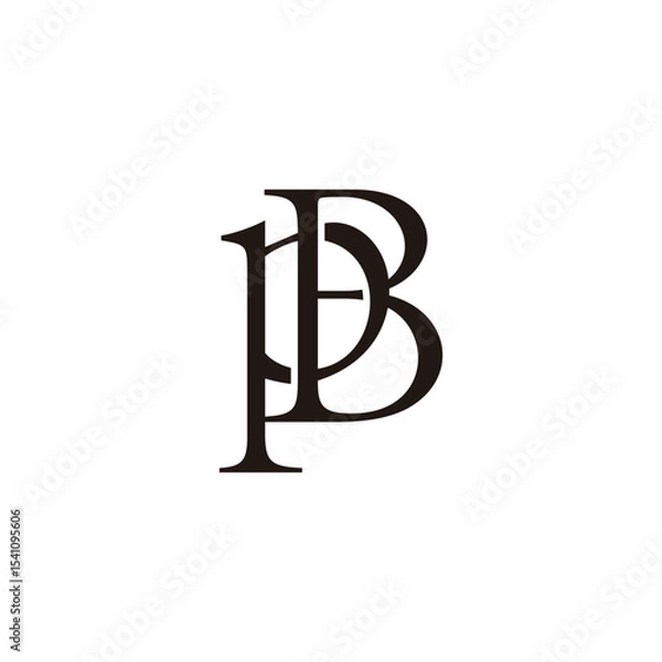 Fototapeta letters bp 3d linked overlapping flat logo vector