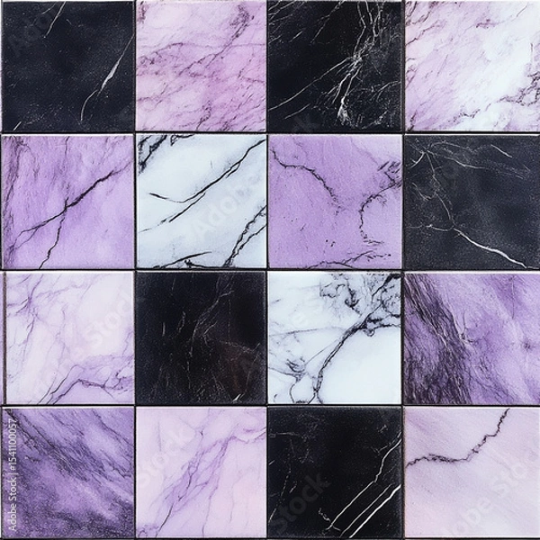 Fototapeta abstract grunge purple and black marble tille design texture background AI ganretar 