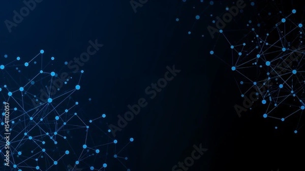 Obraz Abstract Digital Network Blue Nodes Connected Lines Dark Background Lucid Realism Style connections