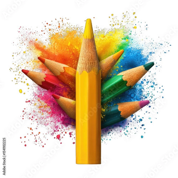Fototapeta Colorful pencils burst with vibrant hues