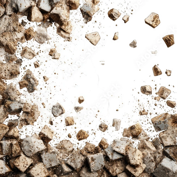 Fototapeta Abstract rock fragments, white void