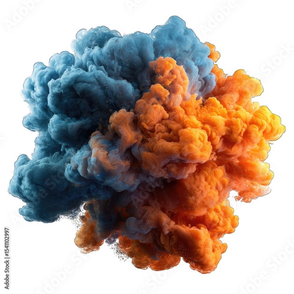 Fototapeta Exploding vibrant orange and blue ink