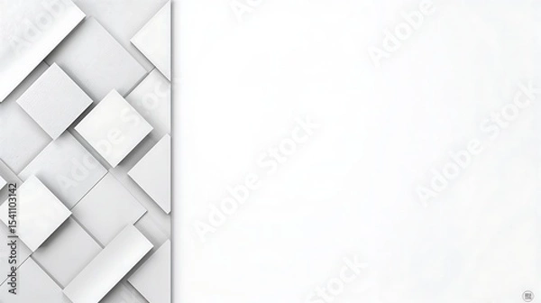 Fototapeta Abstract White Geometric Shapes Digital Art Overlapping Squares Rectangles and Triangles