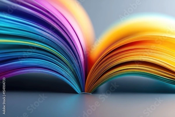 Fototapeta Colorful pages of an open book, displaying a vibrant spectrum of hues.