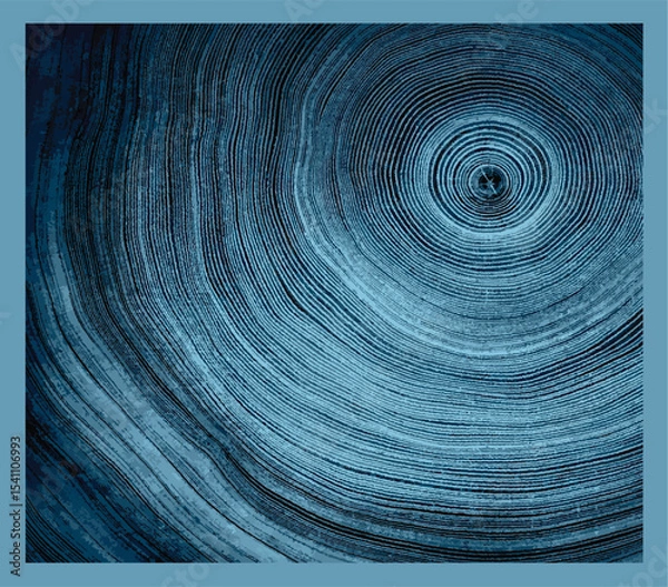 Fototapeta Detailed close-up of a tree ring cross-section, highlighting the intricate growth patterns and the passage of time. Perfect for themes of nature, sustainability, environment.