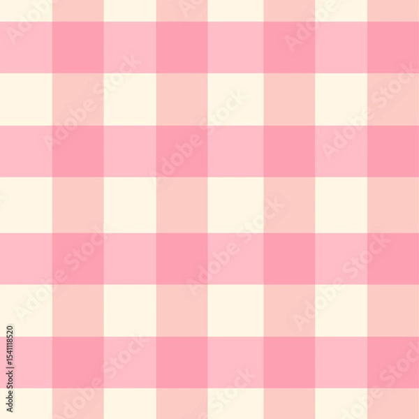Obraz Cute pink and yellow plaid pattern vector background illustration.