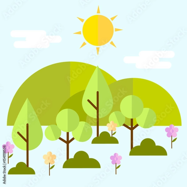 Obraz Beautiful natural ecosystem vector illustration.