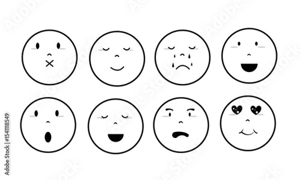 Obraz Cute face emoji emoticon icon set.