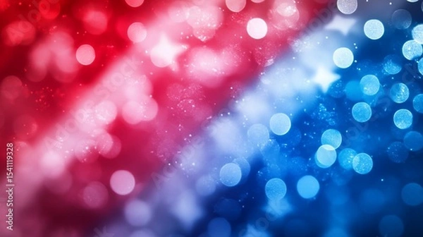 Obraz Patriotic Bokeh Background with Red, White and Blue for Fourth of July