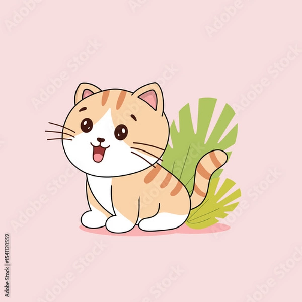 Obraz Cute cat illustration with big eye pose