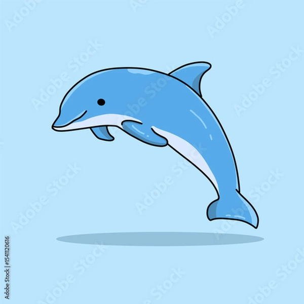 Obraz Cute mamal dolphin hand drawn illustration vector elements