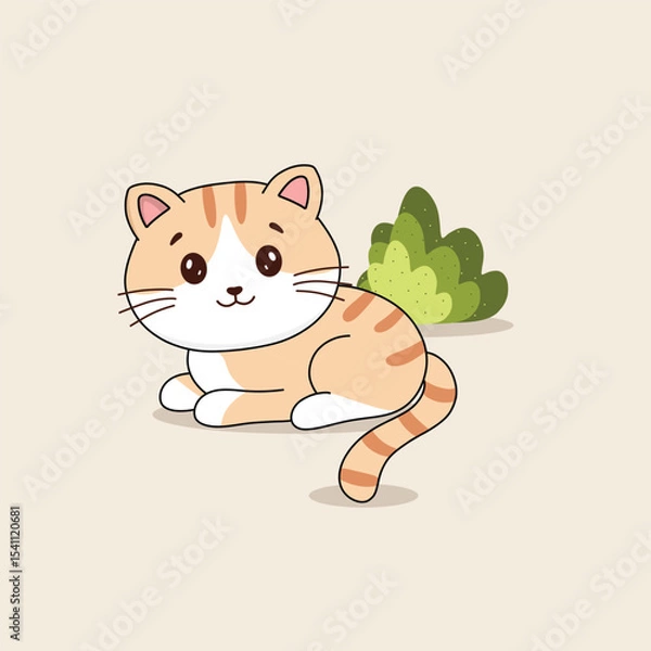 Obraz Hand drawn Cute Cat Icon Illustration Vector isolated background