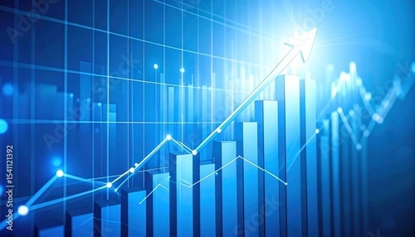 Fototapeta Business chart with arrow up, and success.