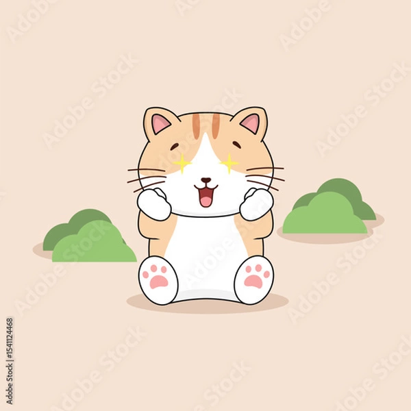 Obraz Cute cat icon sitting pose illustration vector