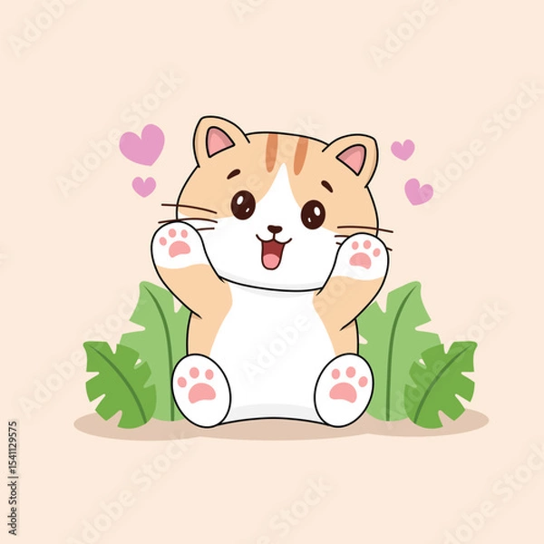Obraz Cat cute illustration with handdrawn style