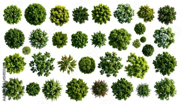 Obraz Overhead view of assorted green trees.