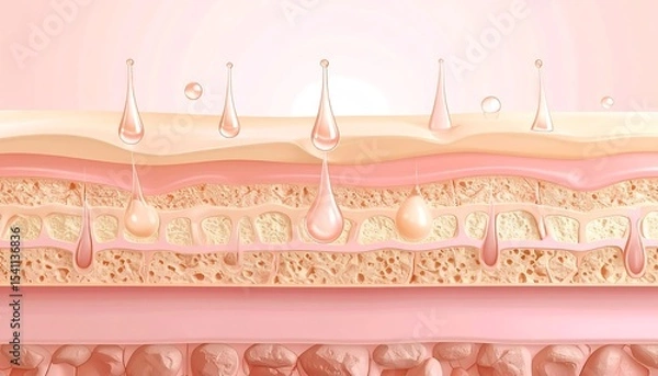 Obraz Skin layers with serum drops illustration.