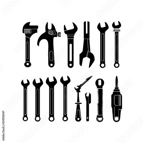 Obraz Mechanic tools silhouette vector