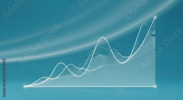 Fototapeta Abstract representation of a financial chart with upward trending lines on a blue gradient background