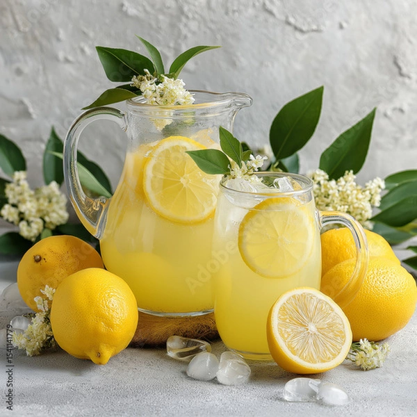 Obraz lemonade with lemon and mint