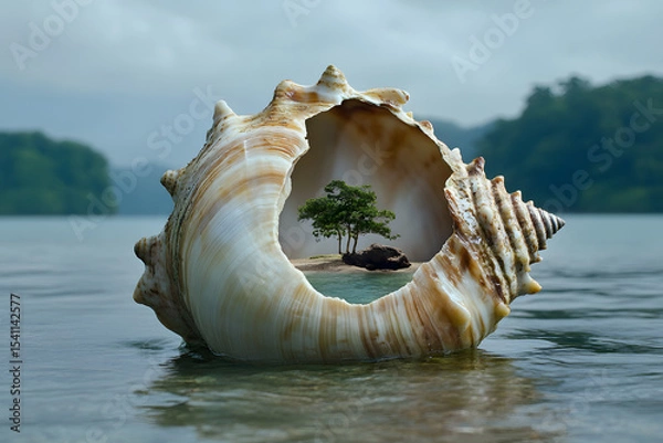 Fototapeta a large shell with a tree in it