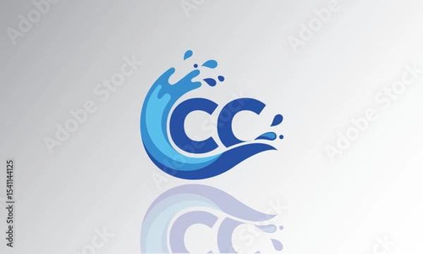 Fototapeta CC Wave Monogram Logo – Creative Splash Letter mark with Water Flow & Motion Effect for Fresh, Dynamic Branding & Aqua-Themed Identity Design
