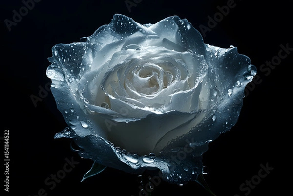 Fototapeta a white rose with water droplets on it