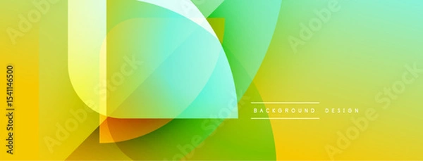 Fototapeta Abstract gradient shapes overlap creating vibrant yellow, green composition. Modern design element for backgrounds, banners.