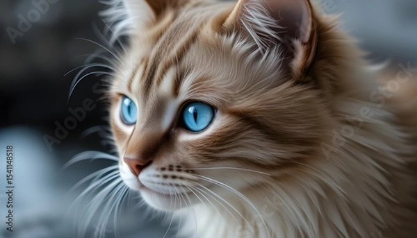 Fototapeta Blue-Eyed Cat Desktop Wallpaper Background in HD for Designers and Creative Projects