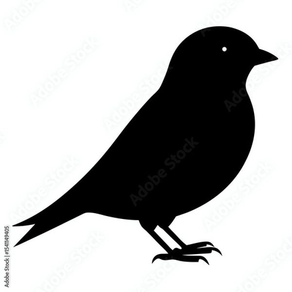 Obraz Eastern Bluebird vector black silhouette on white background