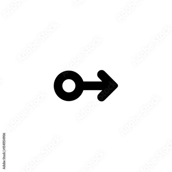 Fototapeta Right-facing arrow key icon with circular head and short stem in minimal style
