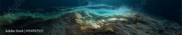 Fototapeta Underwater terrain exploration ocean depths 360 degree hdr hdri view