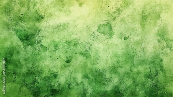 Obraz A green and yellow abstract watercolor painting with a textured, grungy background.
