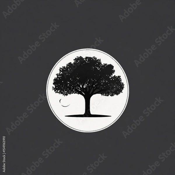 Fototapeta vector tree silhouette on black