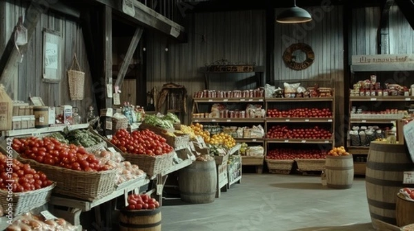 Fototapeta Cozy Local Grocery Store with Rustic Charm and Abundant Fresh Produce
