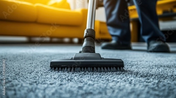 Fototapeta High-Tech Vacuum Cleaner Removing Stubborn Dirt from Carpet Fibers