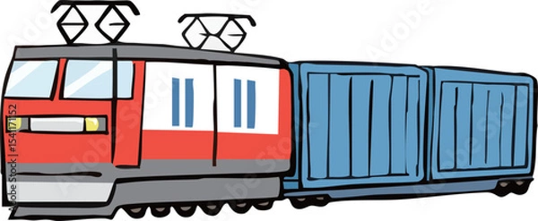 Obraz 手で描いた貨物列車のベクターイラスト