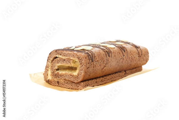 Obraz Cake roll isolated on white background, PNG
