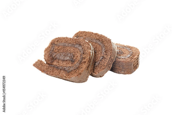 Obraz Cake roll isolated on white background, PNG