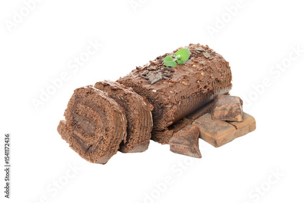 Obraz Cake roll isolated on white background, PNG