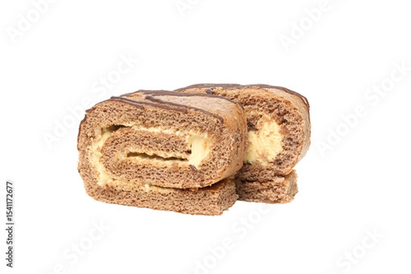 Obraz Cake roll isolated on white background, PNG