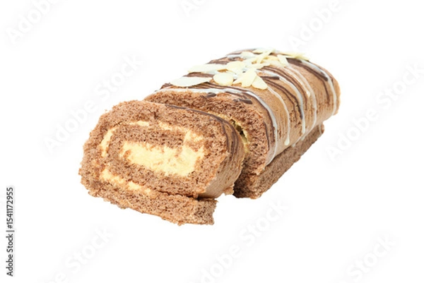 Obraz Cake roll isolated on white background, PNG