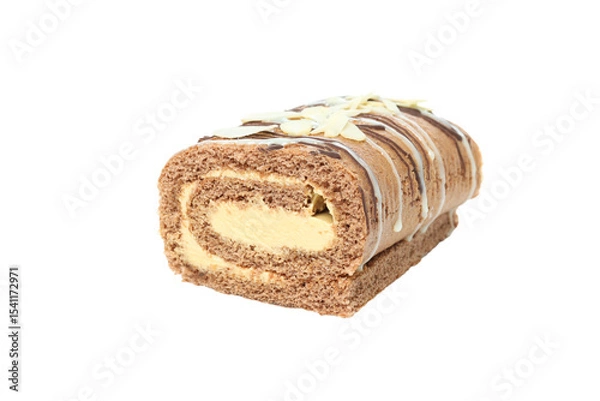 Obraz Cake roll isolated on white background, PNG