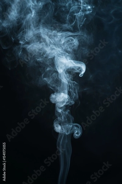 Fototapeta Abstract image showing a delicate, swirling plume of smoke rising against a dark background, creating a mesmerizing and ethereal atmosphere.